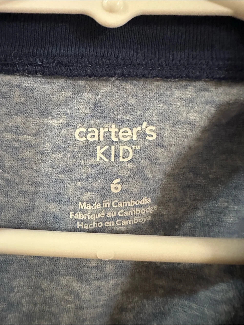 Carter's Short Sleeve Henley Tee in Light Blue & Gray with Navy Pocket